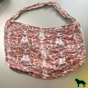 Free People Signature Paisley Print White, Orange, and Blue Shopping Bag
